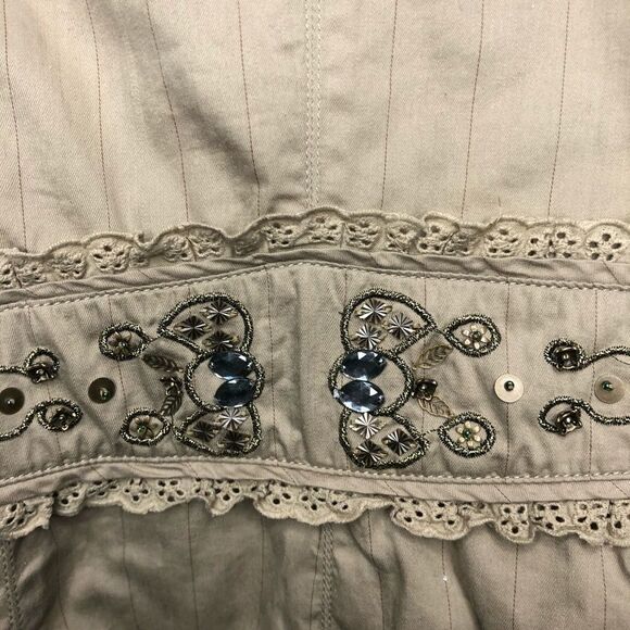 Vero Moda Tan Beaded Lace Blazer Medium Neutral Minimalist 100% Cotton - Picture 13 of 13